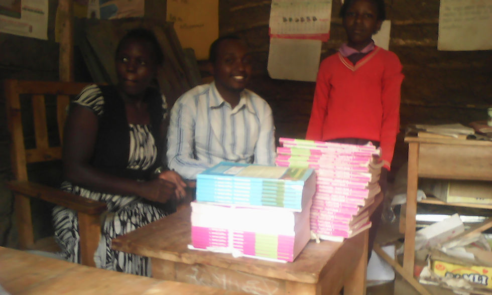 The bookshop donated money for school books. The Headteacher said "These books will make such a difference, we pray the children can now make the grade".