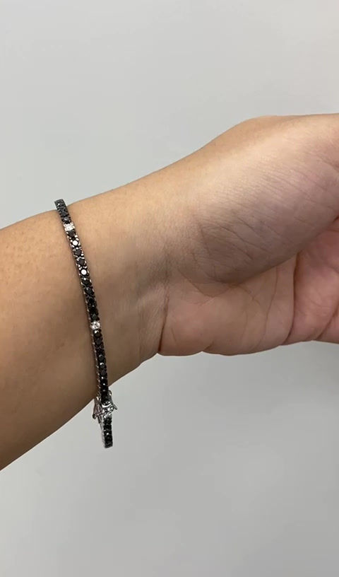 Miniatura: BRACCIALE TENNIS DIAMANTI NERI E BIANCHI