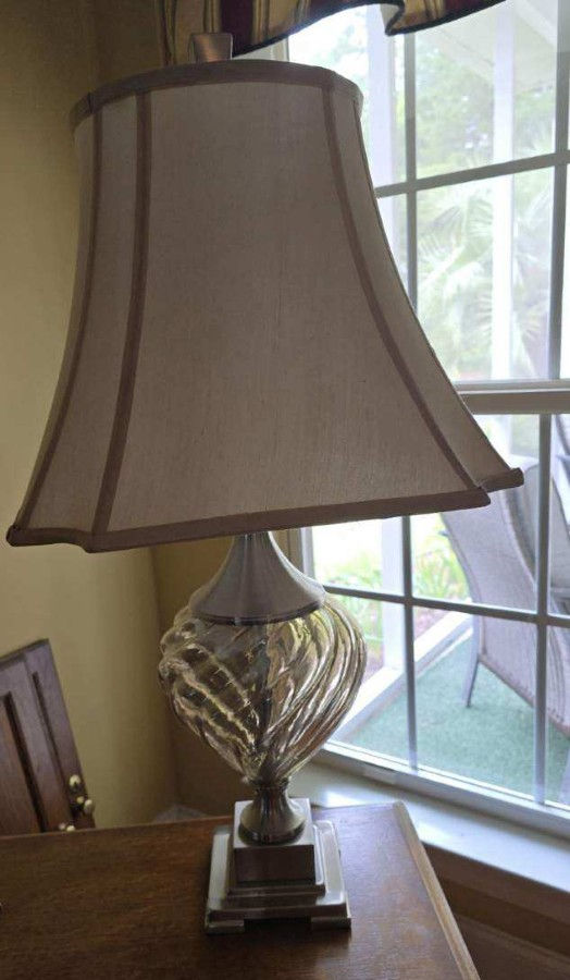 Thumbnail: Pair of Chris Madden "Glass Swirl" Table Lamps from JC Penny
