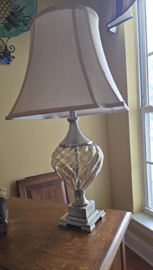 Thumbnail: Pair of Chris Madden "Glass Swirl" Table Lamps from JC Penny