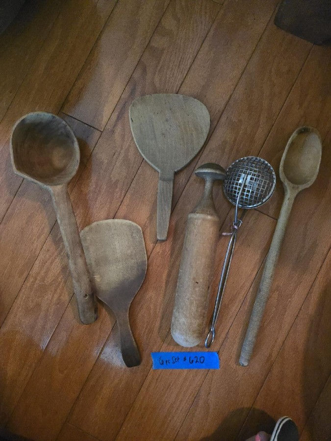 Thumbnail: Group of Old Wooden Kitchen Tools