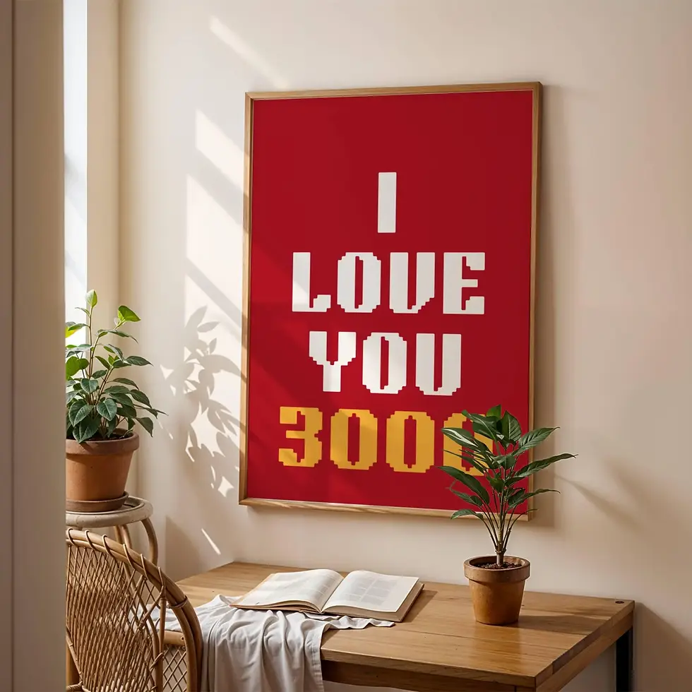 Thumbnail: Trendy Wall Art I Love You 3000 Valentines Day Gift Love Sayings Typography