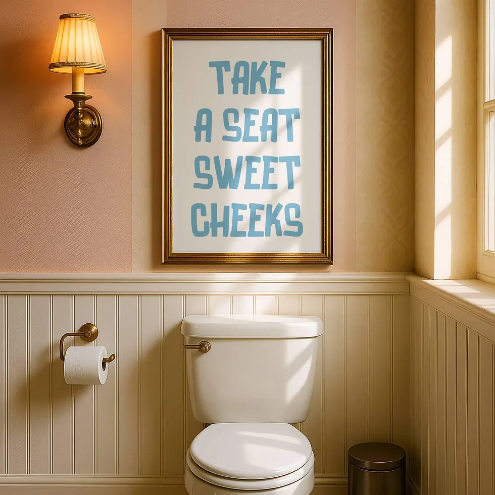 Thumbnail: College Bathroom Guest Check Print Funny Toilet Decor Restroom Sign Preppy Art