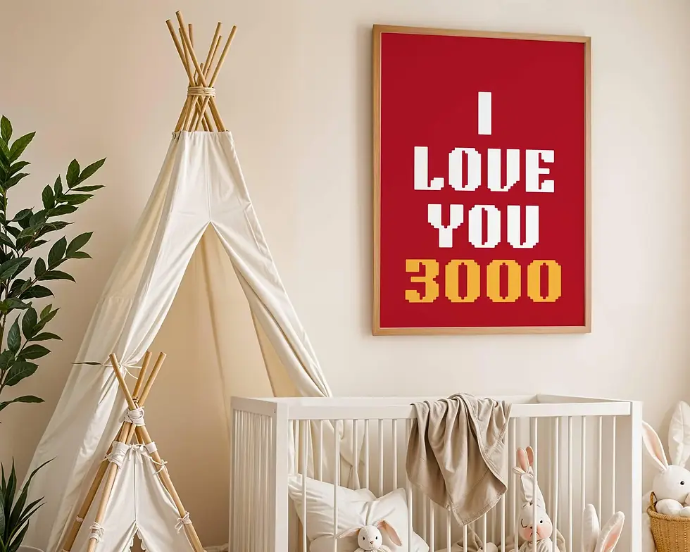 Thumbnail: Trendy Wall Art I Love You 3000 Valentines Day Gift Love Sayings Typography