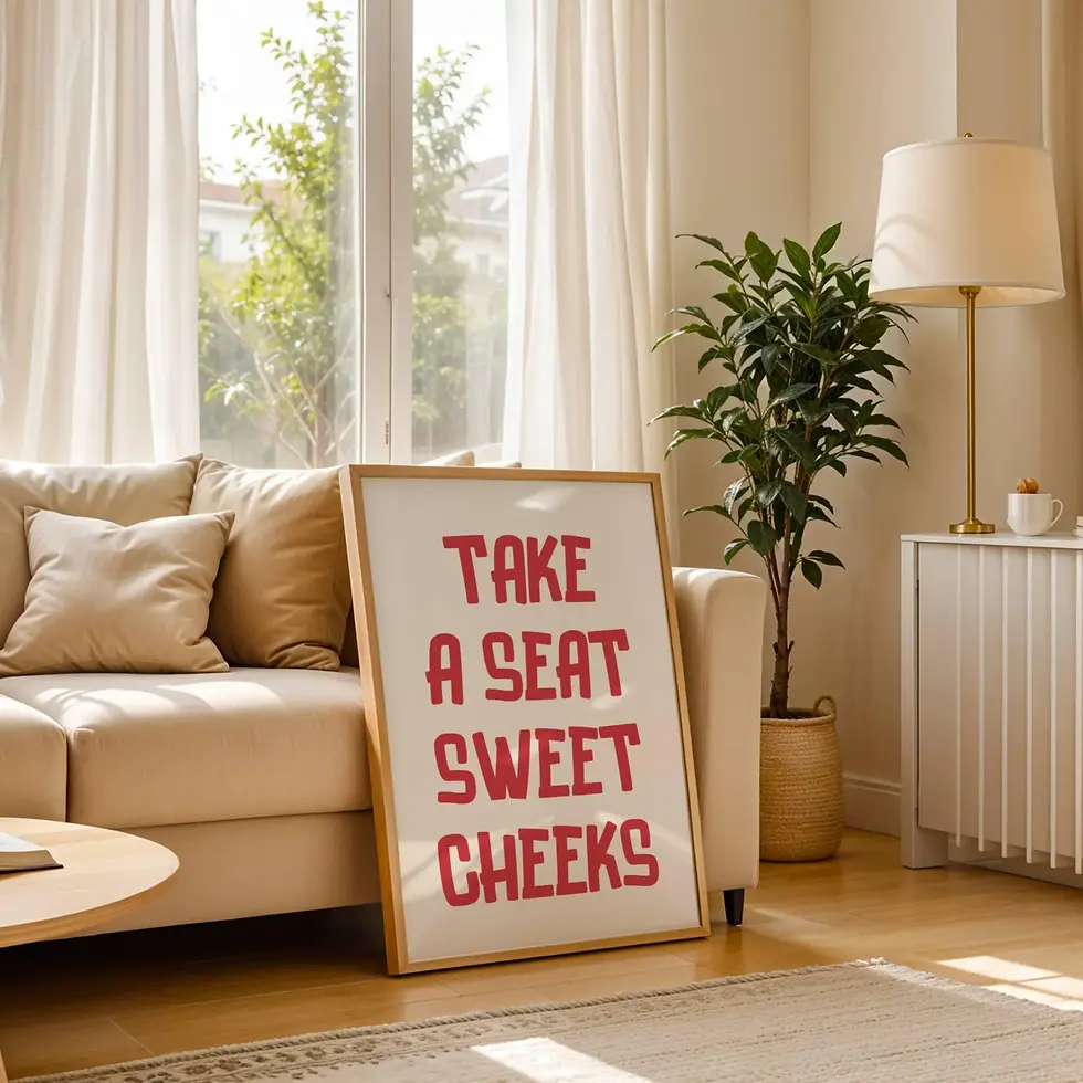 Thumbnail: Take A Seat Sweet Cheeks Airbnb Funny Bathroom Decor Toilet Wall Art Apartment