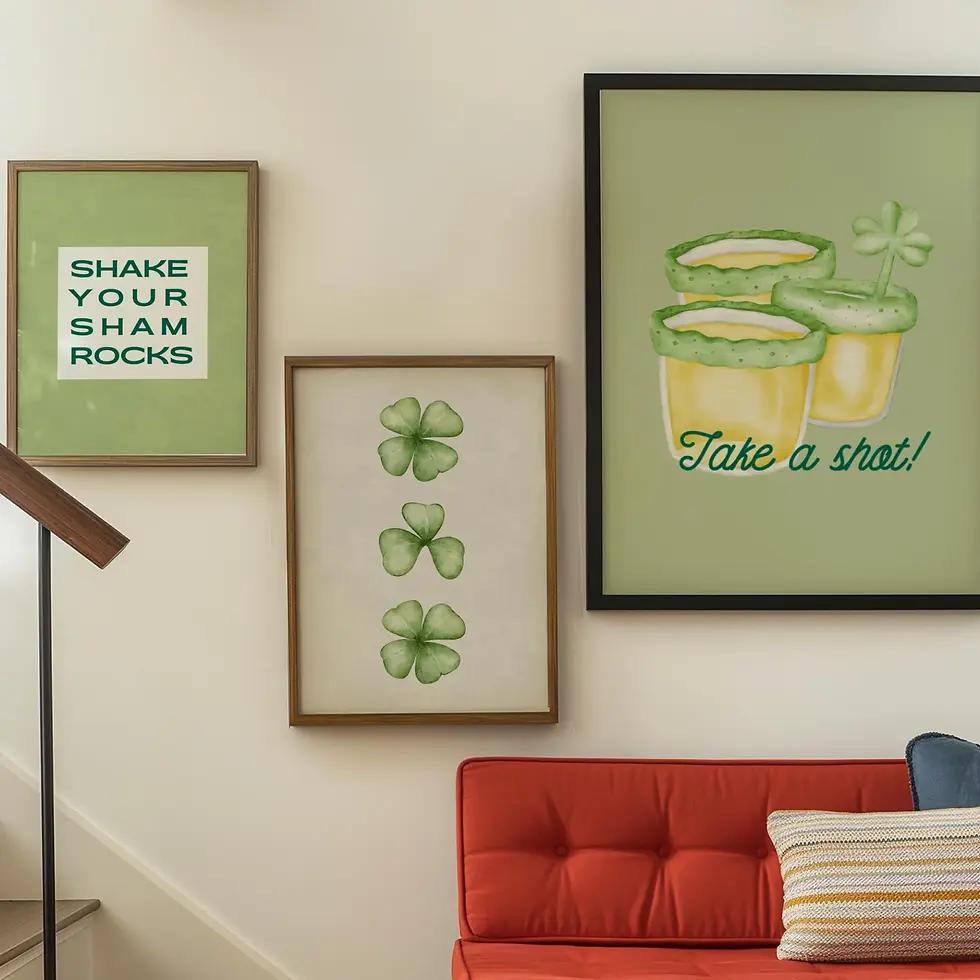 Thumbnail: St Patricks Day Set of 6 Gallery Wall Art Green Aesthetics  Apartment Decor Dorm