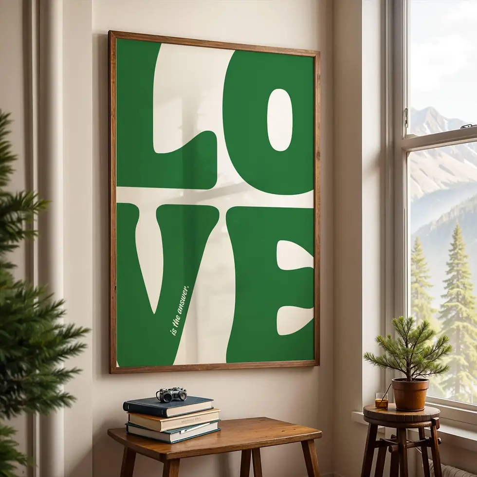 Thumbnail: Bedroom Wall Art Green Wall Art Printable Love Poster Modern Maximalist Decor