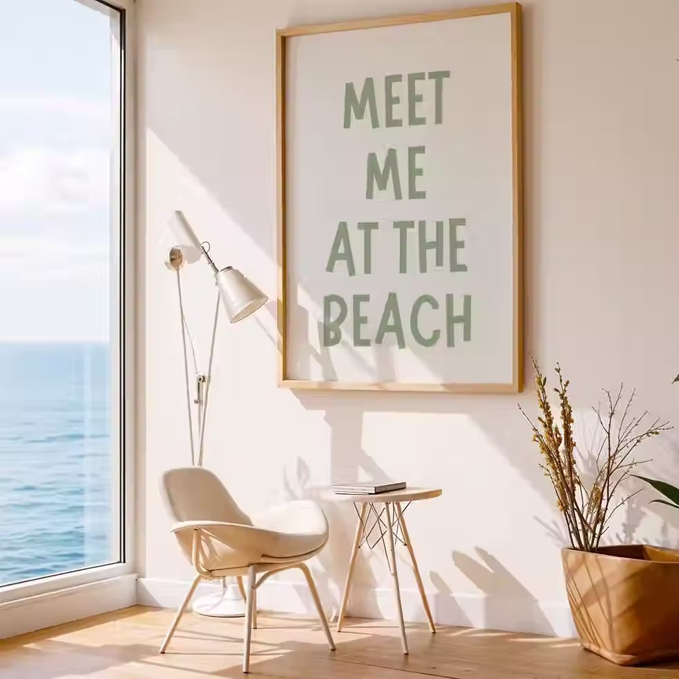 Thumbnail: Meet Me at The Beach House Decor Typography Poster Summer Decor Beach Print