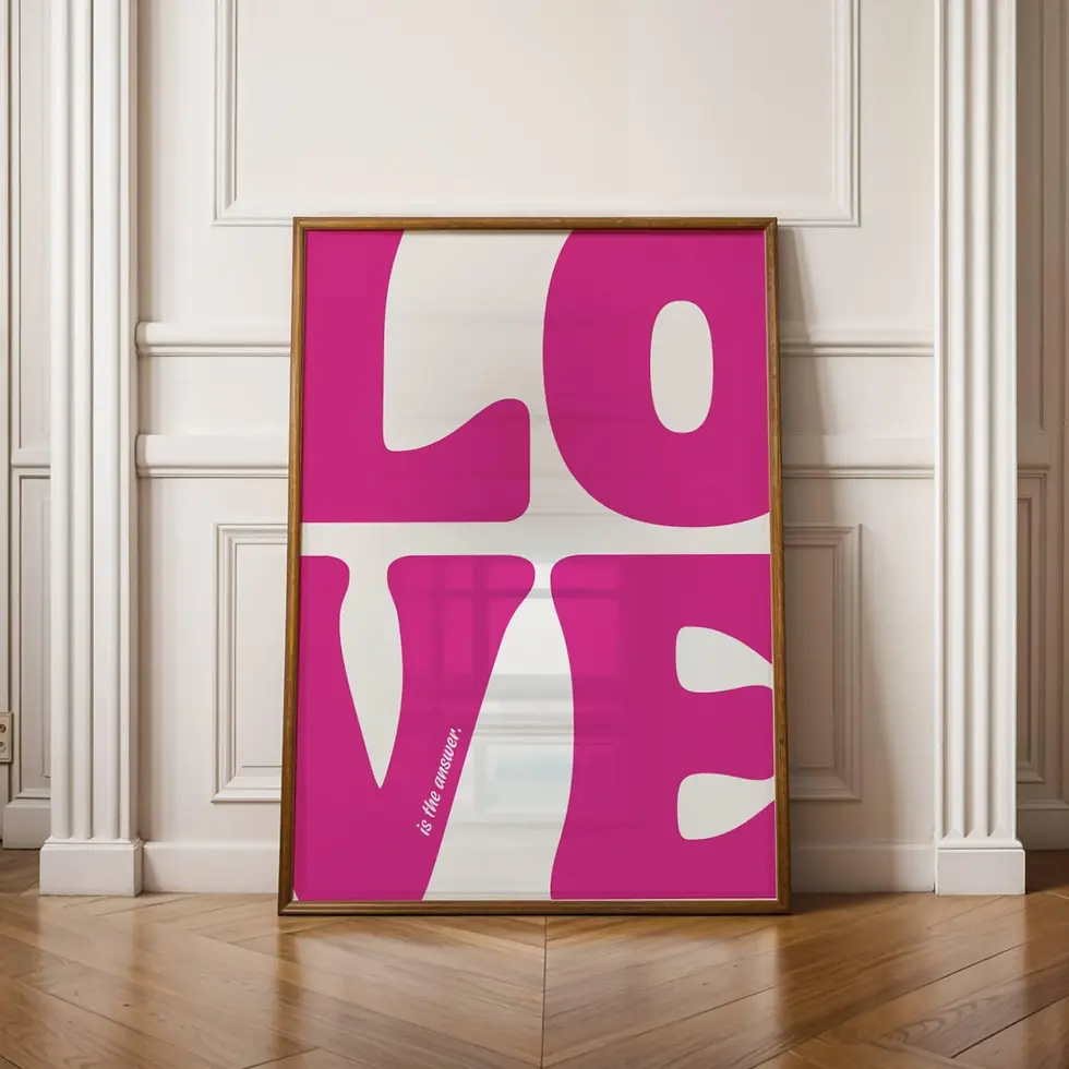 Thumbnail: Love is the Answer Print: Pink Typography Poster Girls Bedroom Digital Download