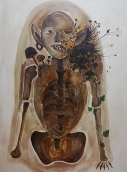 60x79,5 cm. Mixed material on canvas, 2019.