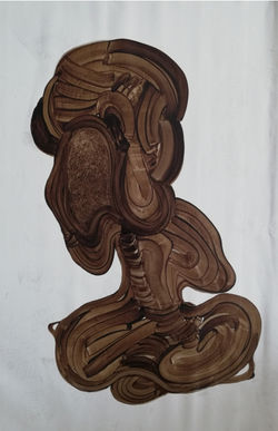 72,5x106 cm. Tar on roller blind, 2019.