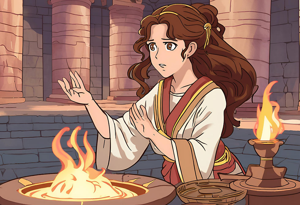 Brown hair brown eyed pythia working on a spell in ancient greece .jpg