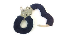 Open Blue Furry Handcuffs