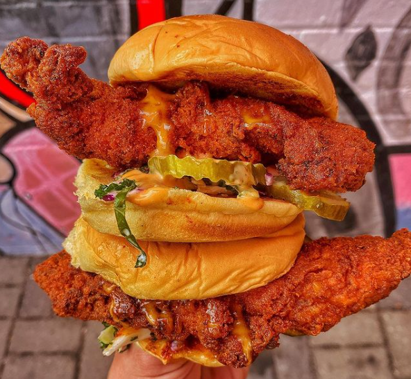 Spicy fried chicken sandwich at Tualatin restaurant