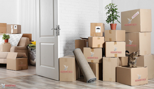 Stacked moving boxes