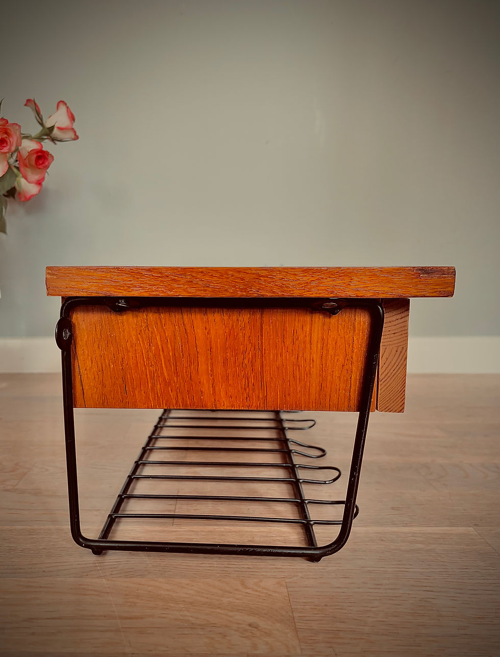 Miniatyrbild: Vintage telefonhylla i teak & string 