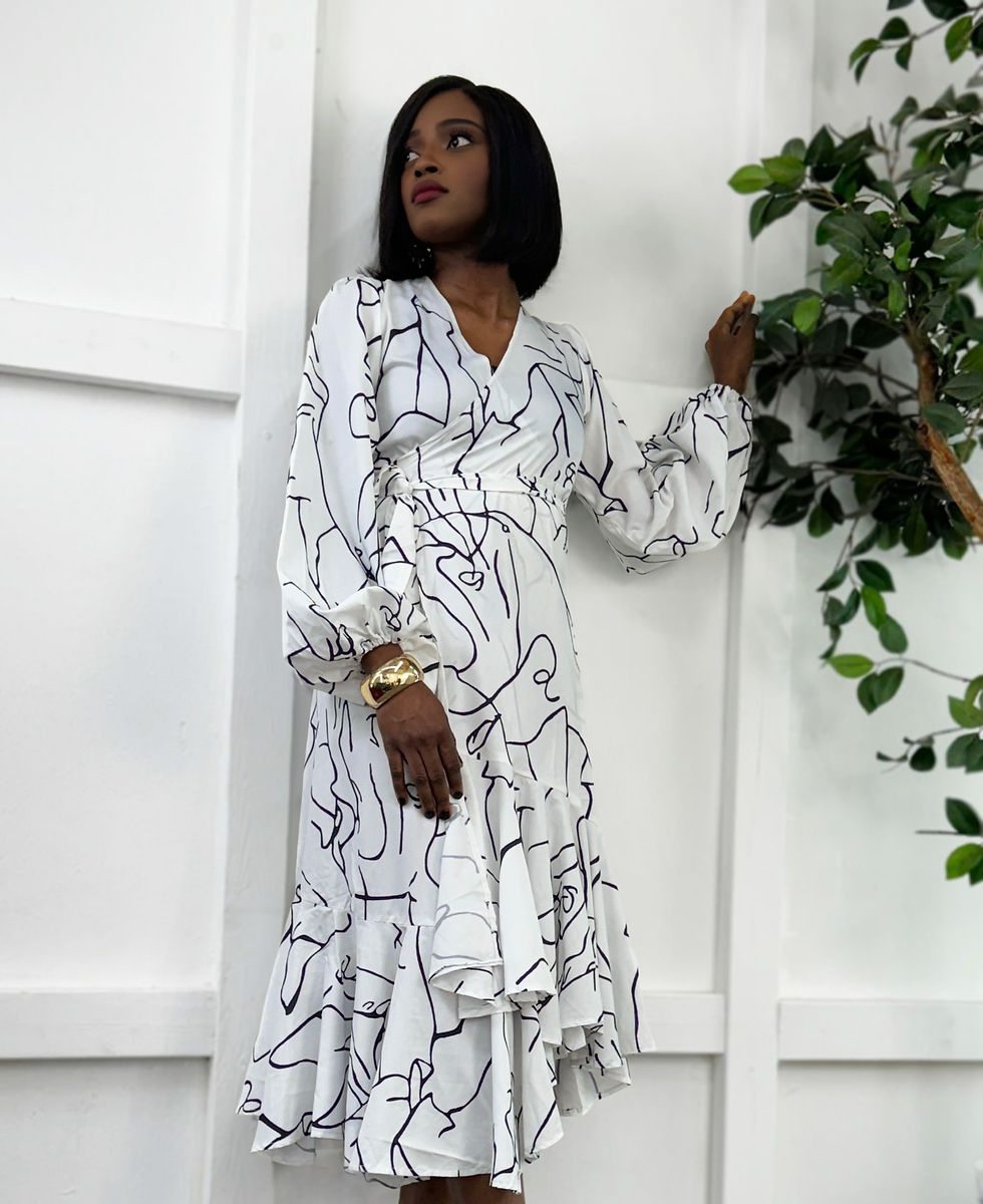 Thumbnail: Zora Wrap Dress - Black & White