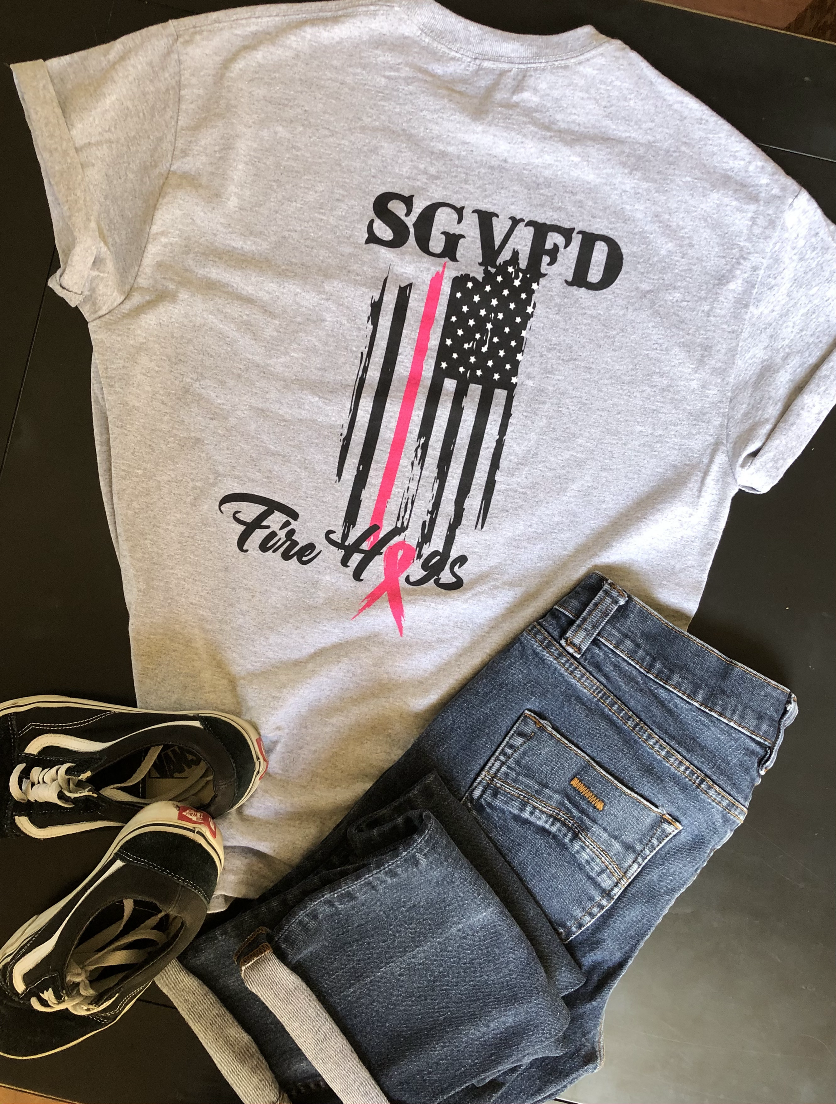 SGVFD Fire Hogs Breast Cancer Awareness Grey Men's T-Shirt