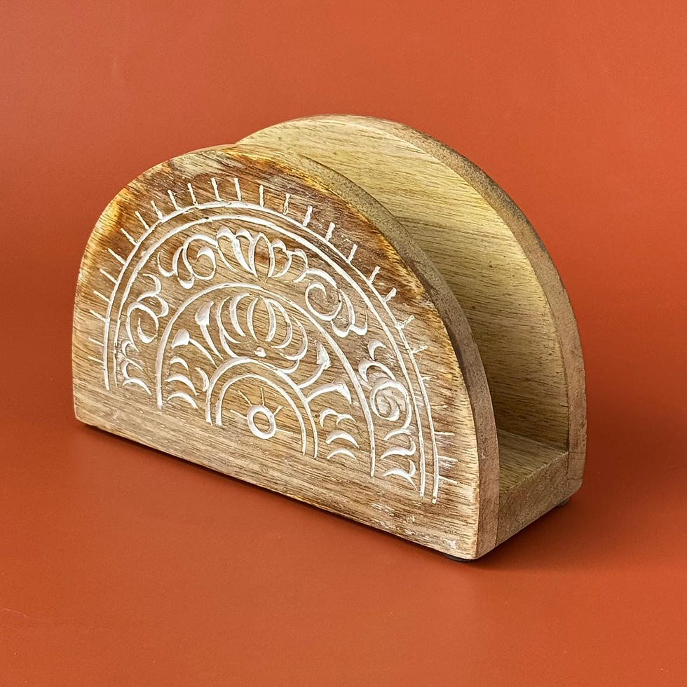 Thumbnail: Malhar Carved Wood Napkin Holder White