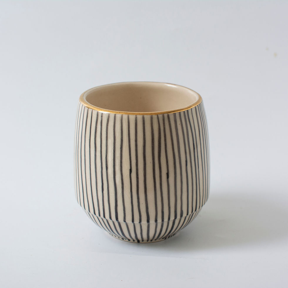 Thumbnail: Oslo Ceramic Black Succulent Planter with Gold Rim