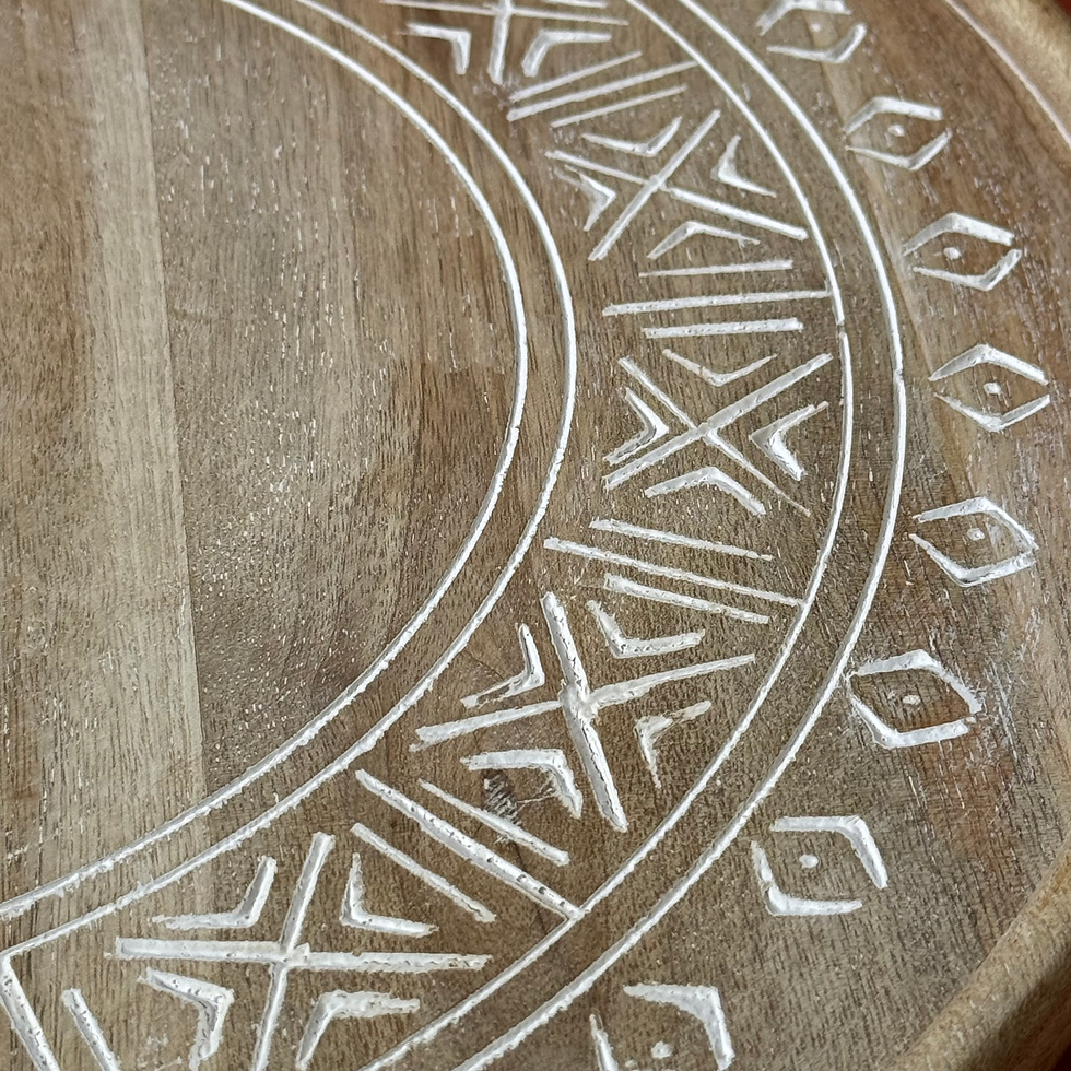 Thumbnail: Sahara Carved Wood Revolving Tray White