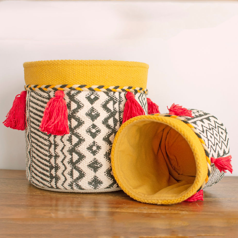 Thumbnail: Masaba Block-printed Planter Basket Medium