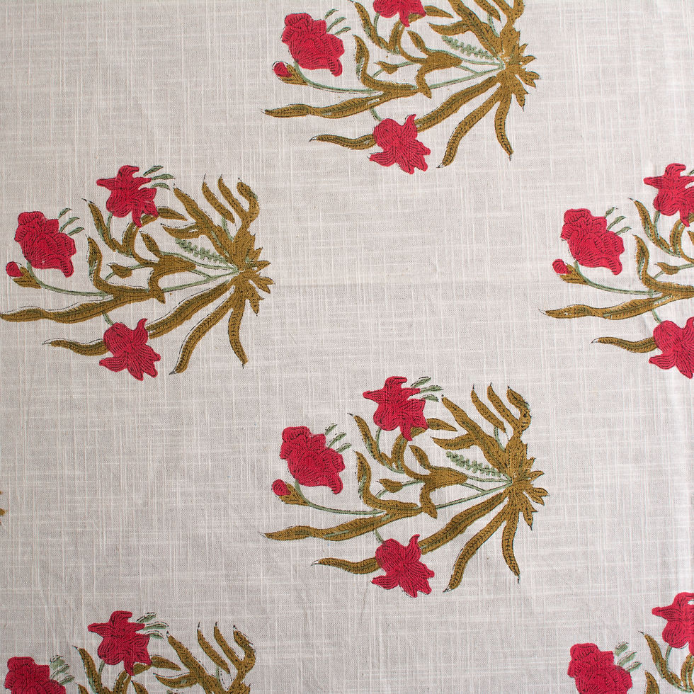 Thumbnail: Summer Garden Block Print Table Cloth