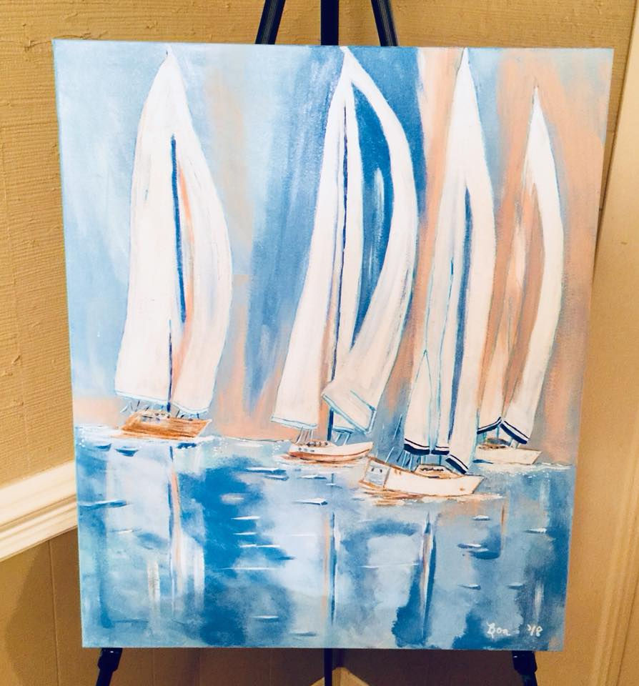 CALM SEAS IS A 20X24 MUSEUM WRAPPED CANVAS ACRYLIC PAINTING