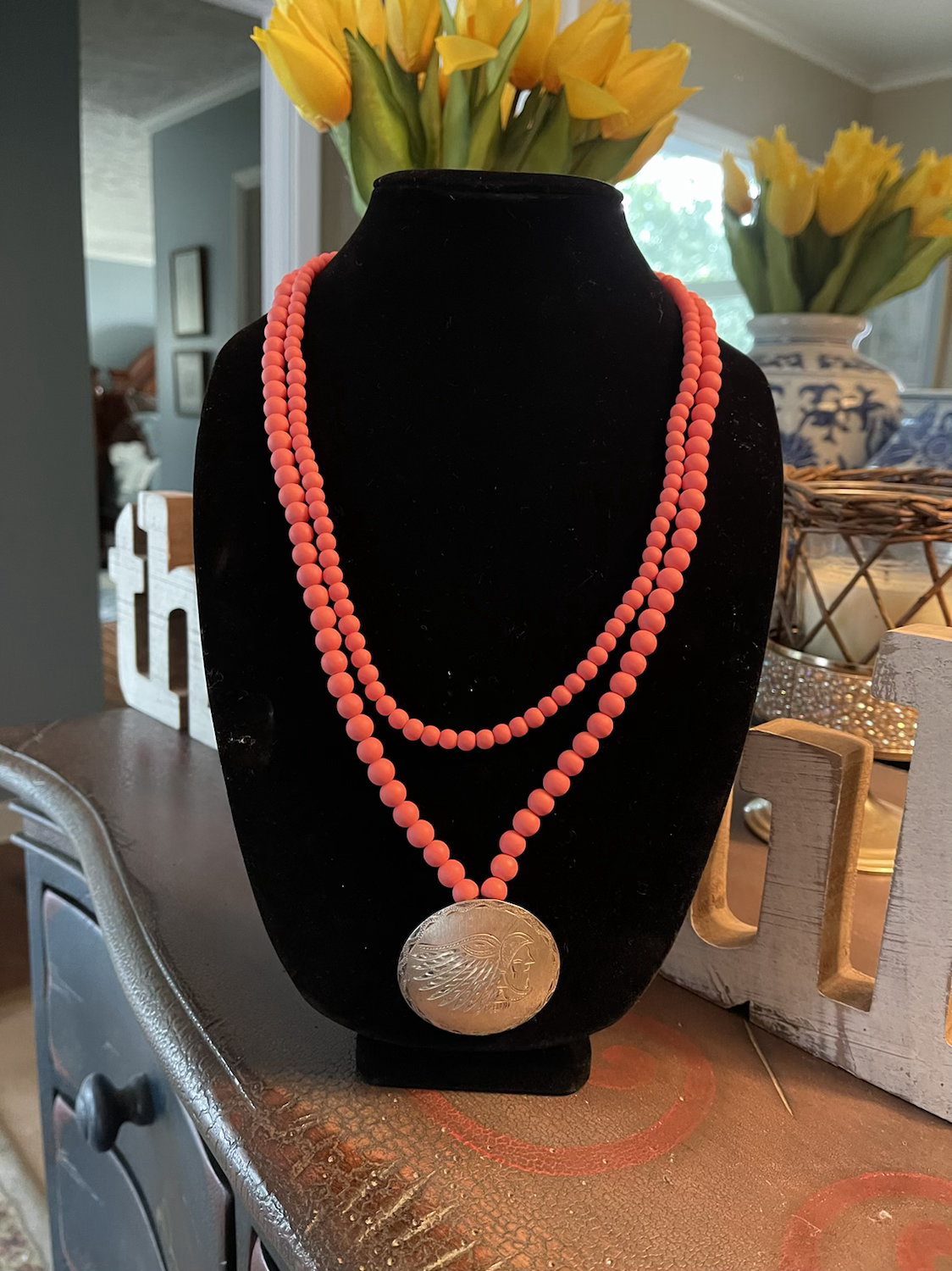 1950’s Sterling Silver  Antique Brooch Pendant Necklace 