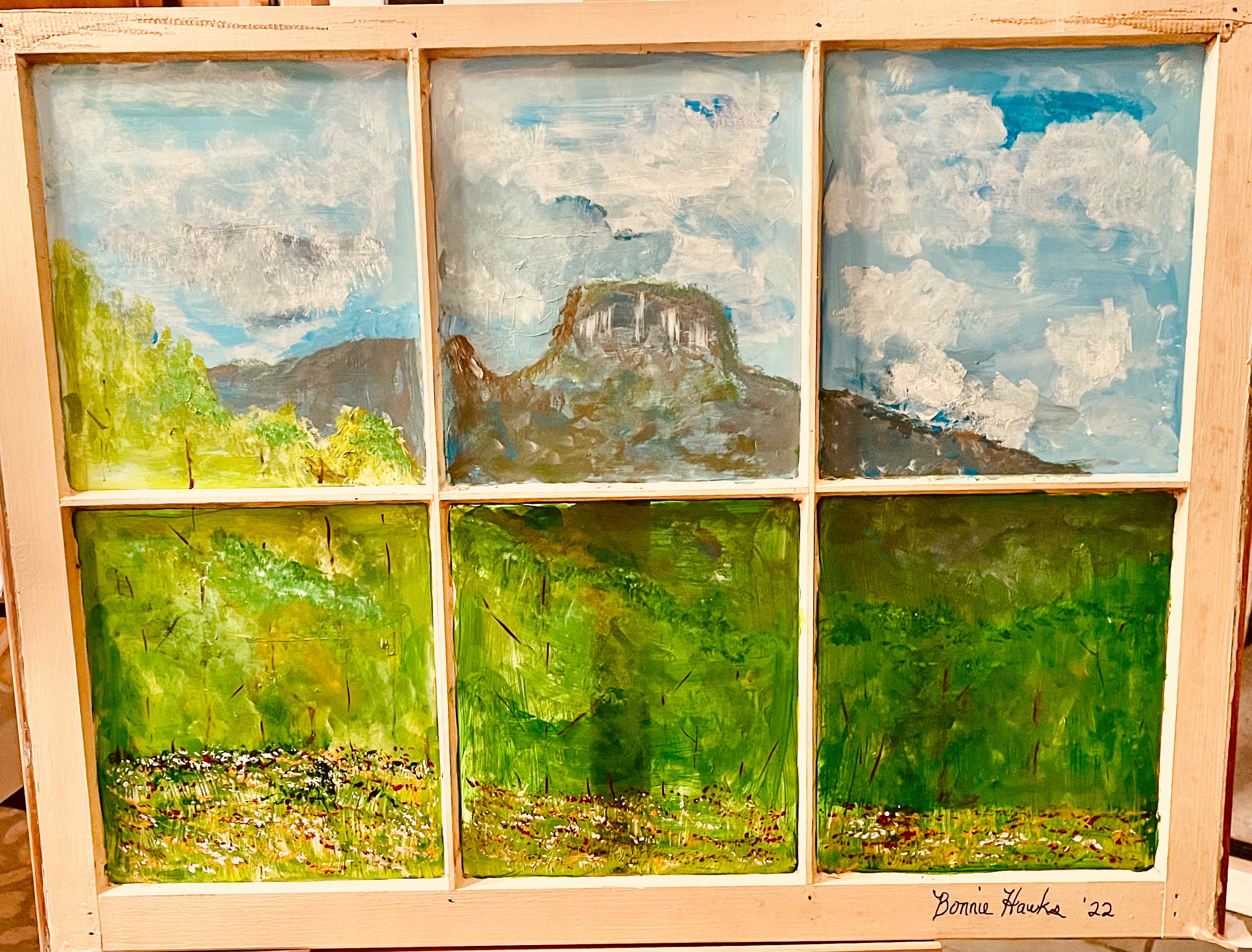 Antique Window Art : Pilot Mountain Through My Window