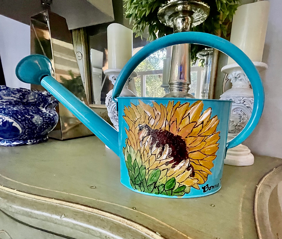 Thumbnail: Turquoise Watering Can with original artwork