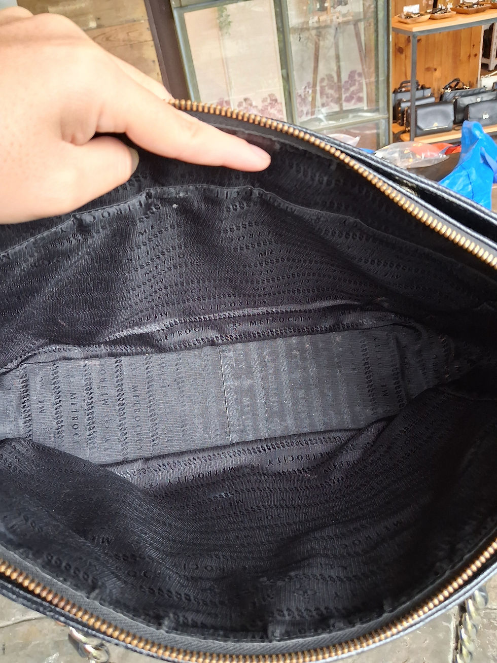 Thumbnail: (SOLD) METROCITY Black Quilted Leather Tote