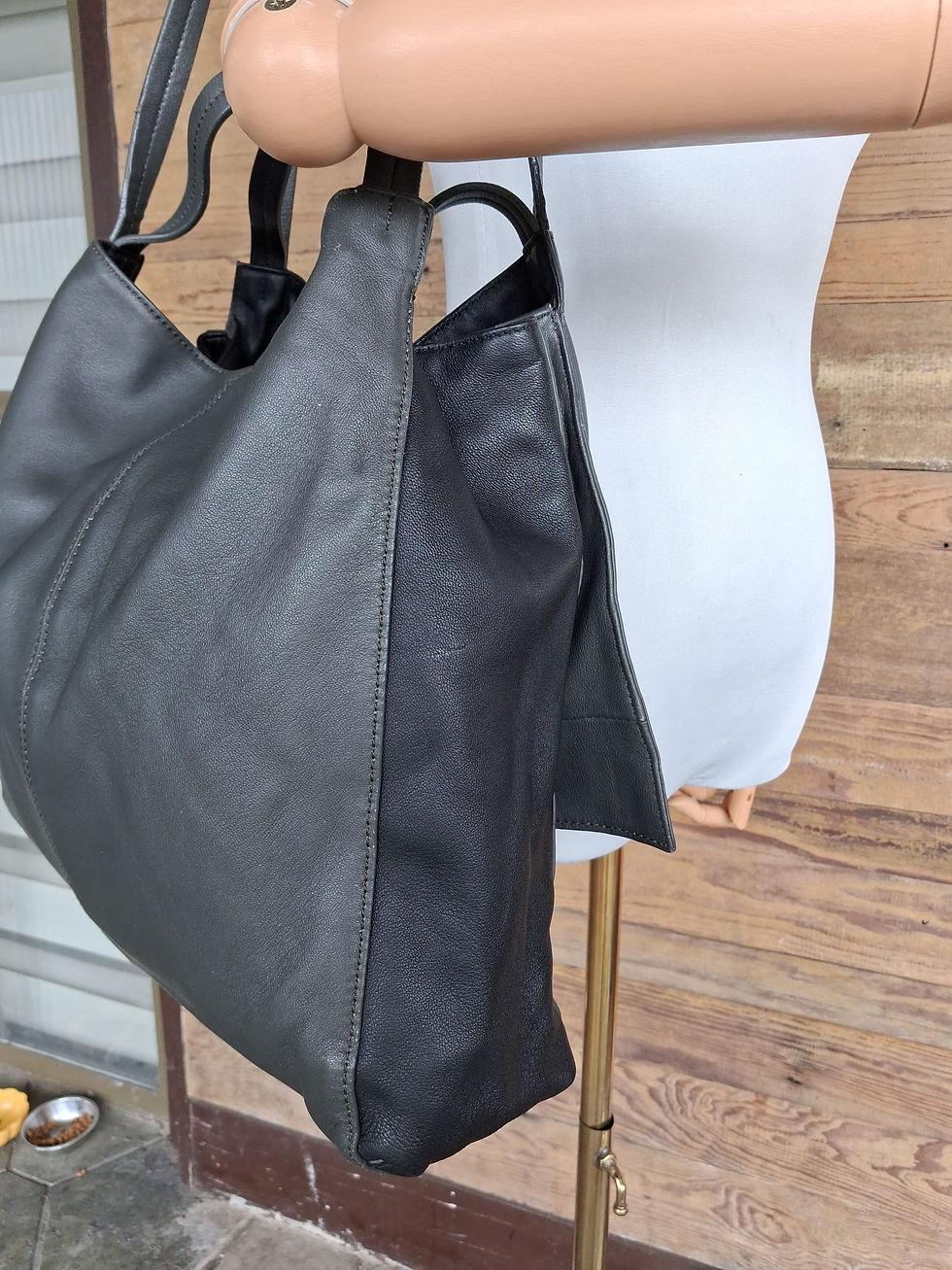 Thumbnail: ROUGE & LOUNGE Black Oversized Leather Hobo Bag