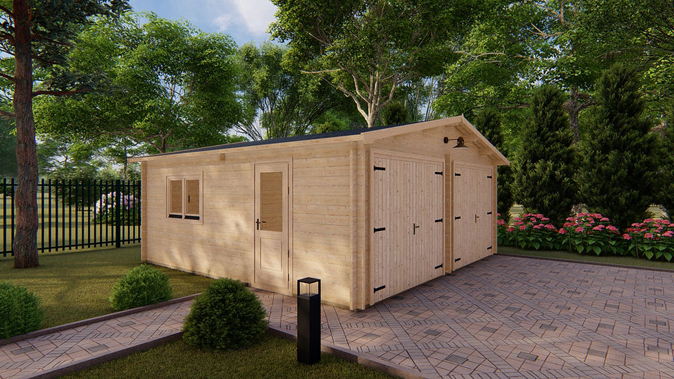 Miniaturbild: Garage J6sq 19.5 ft. x 19.5 ft. x 10 ft. Wood Log Garage