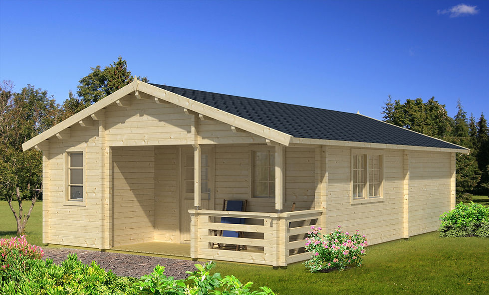 Thumbnail: AlmaA 19 ft. 5 in. x 27 ft 5 in, with a 13 ft  x 4 ft 6 in. porch, milled timber
