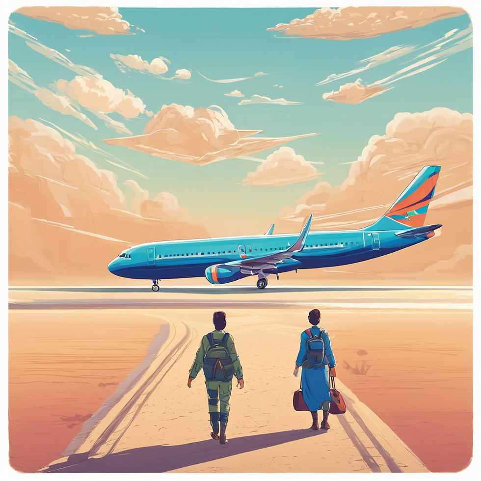 Airplane flying above fluffy clouds under a bright sky. Text "FL9 FLY MILES" in white on the upper left, creating an adventurous mood.