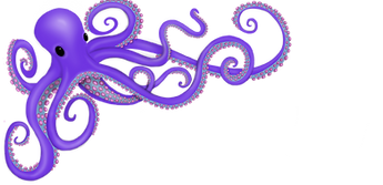 Curious Octopus, a purple octopus with swirling tentacles