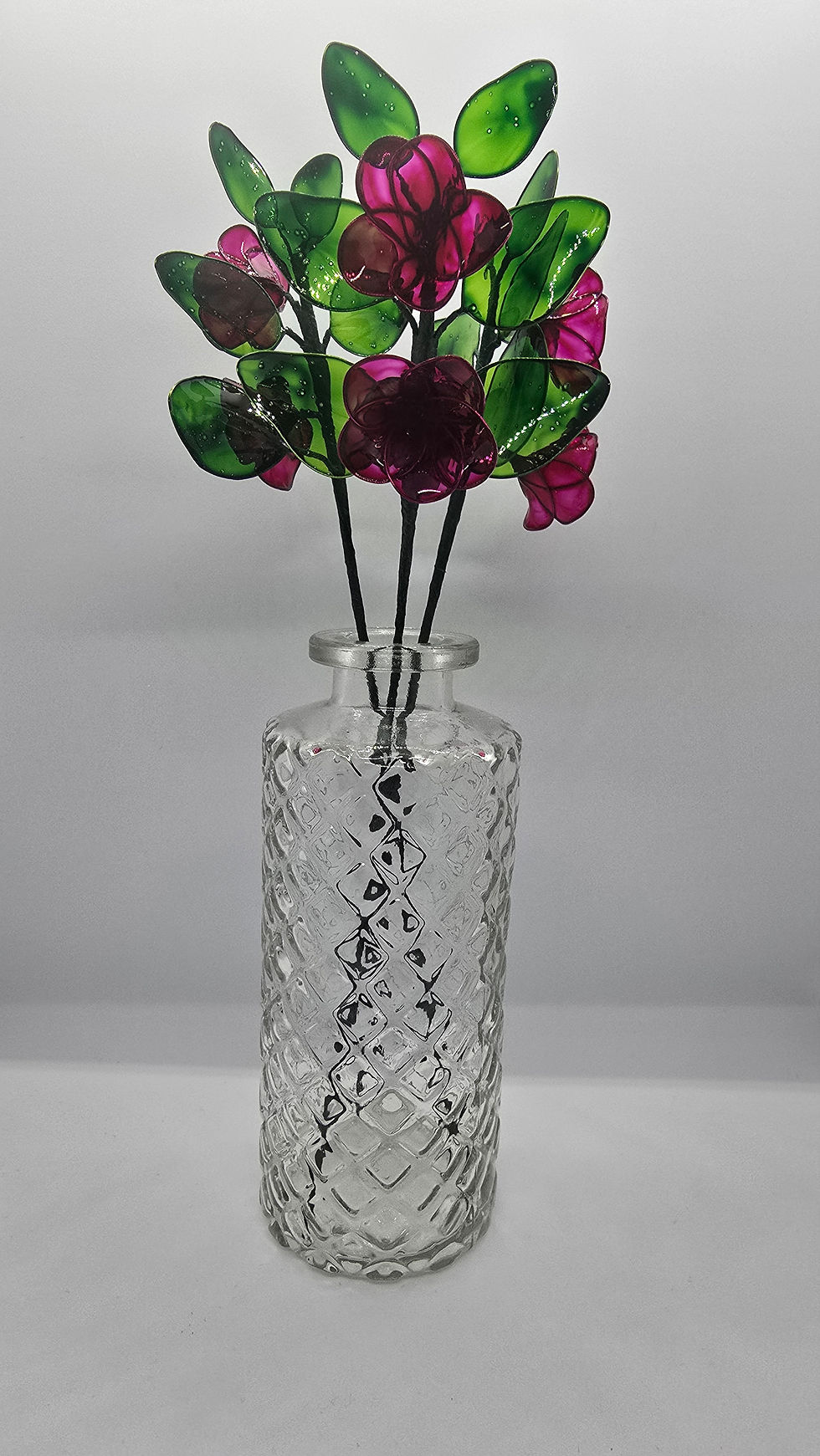 Glass resin flowers in a glass vase, Curious Octopus monthly craft subscription box