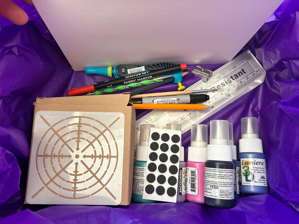 A Curious Octopus box packed with craft supplies