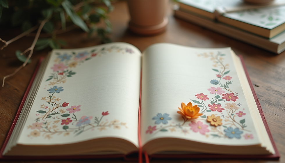 A book with paper flowers