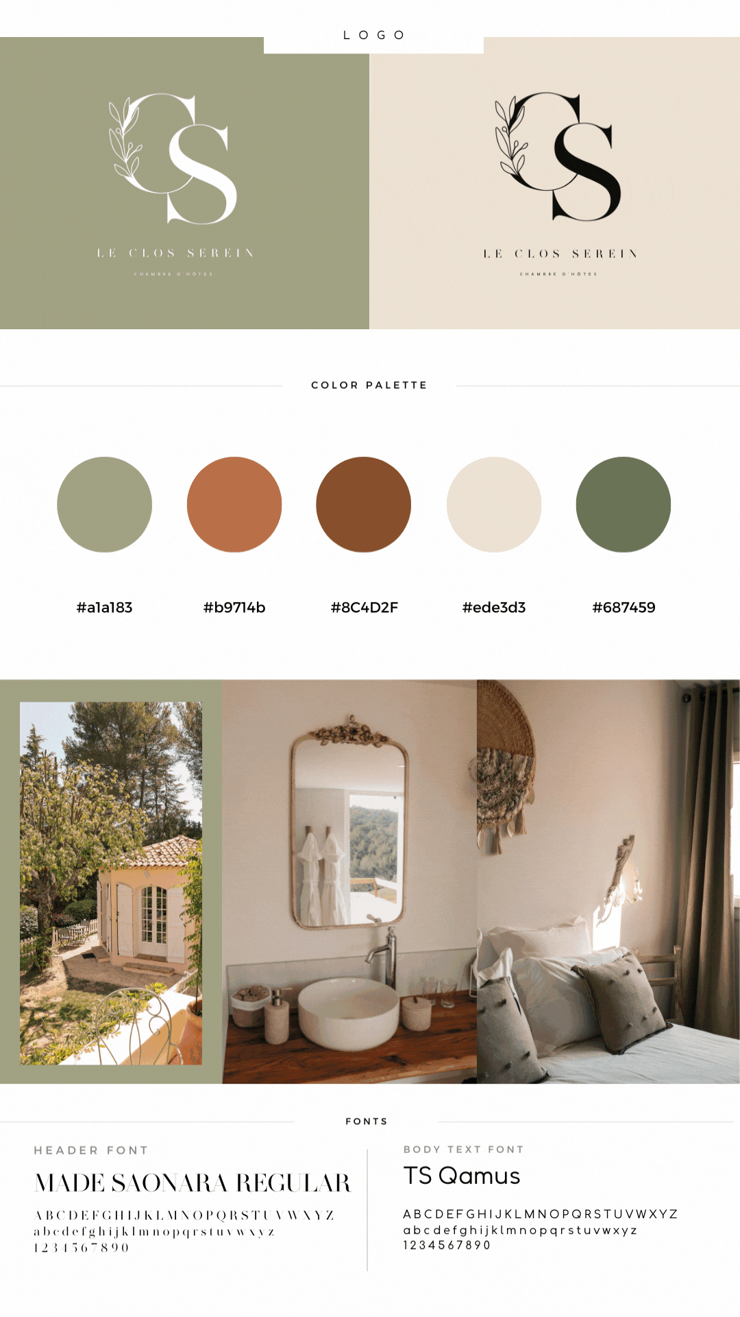 Identité visuelle du Clos Serein, maison d'hôtes