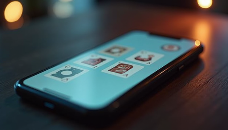 Close-up view of a smartphone screen displaying a memory game app