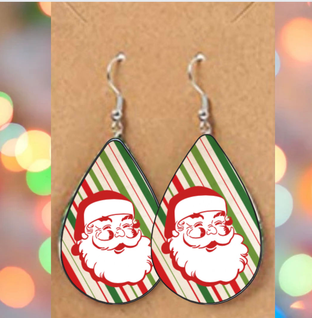 Here Comes Santa Claus Christmas Dangle Earrings