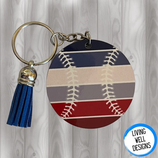 Red, White and Blue Baseball Keychain
