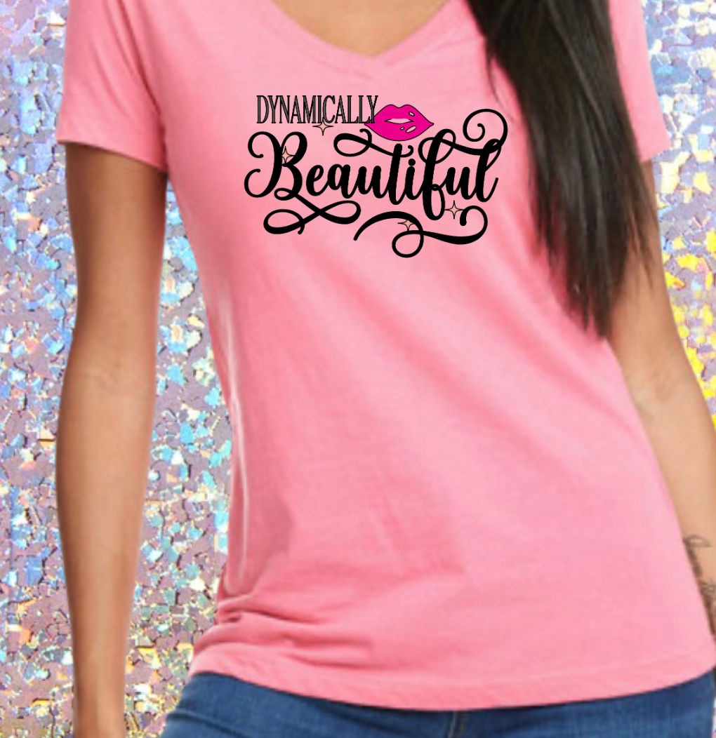Dynamically Beautiful Women’s Cut V-Neck T-Shirt