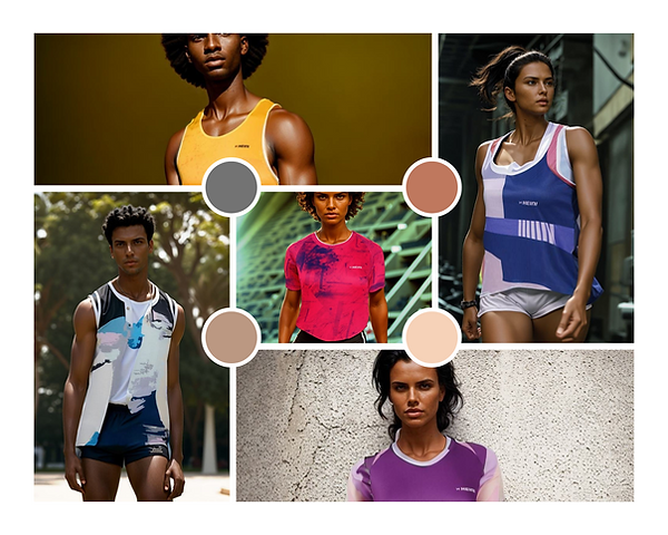 Models wearing HEINI running jerseys