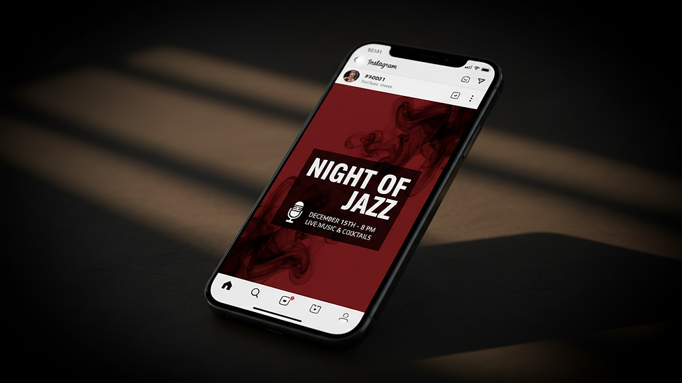 Close-up view of a smartphone displaying an event promotion on Instagram