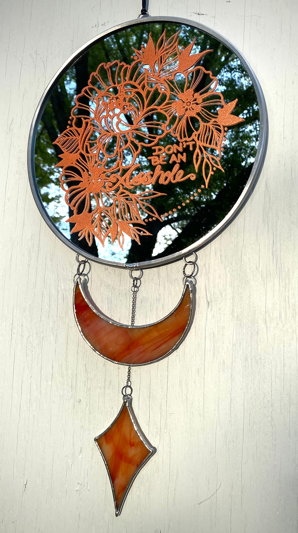 Thumbnail: Copper “Don’t be an Asshole” mirror + orange moon and star