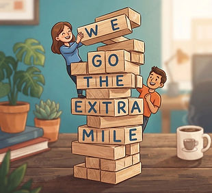 We go the extra mile jenga blocks.jpg
