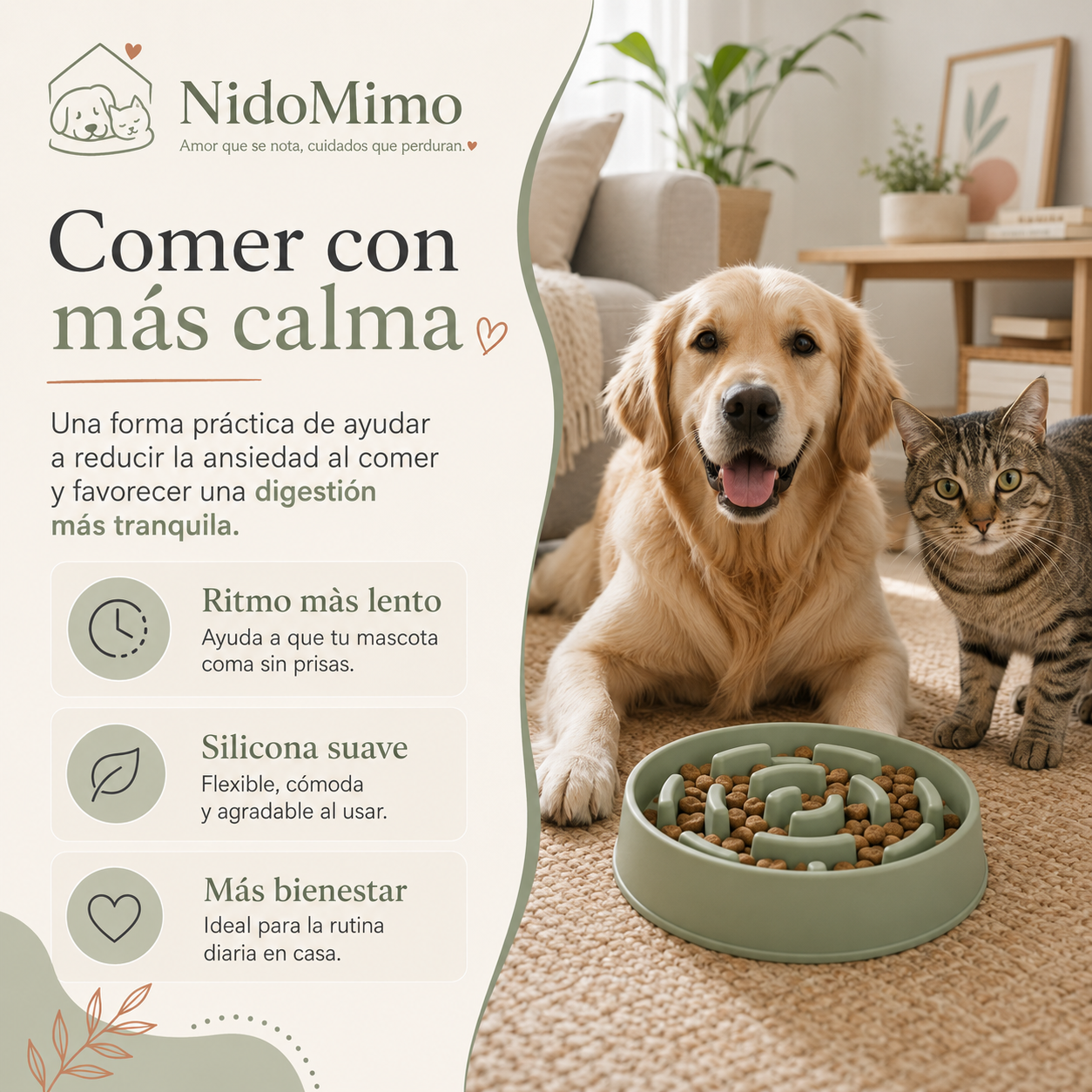 Comedero lento de silicona para perros y gatos